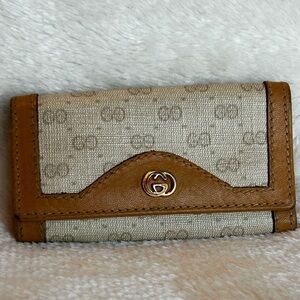 Vintage Gucci GG Canvas Key Case Wallet | Leather Trim | 4-Key Holder